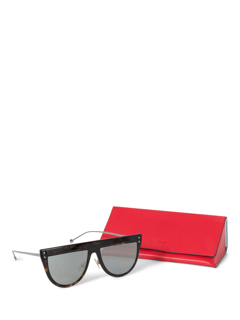 Fendi Logo Tortoise Shell Flat Top Sunglasses Black Brown-designer resale