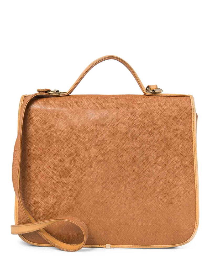 Fendi Vintage Logo Top Handle Messenger Bag Brown-designer resale