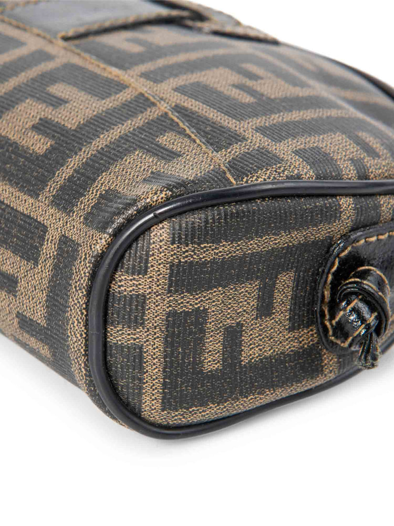 Fendi Zucca Canvas Leather Messenger Bag Brown-designer resale