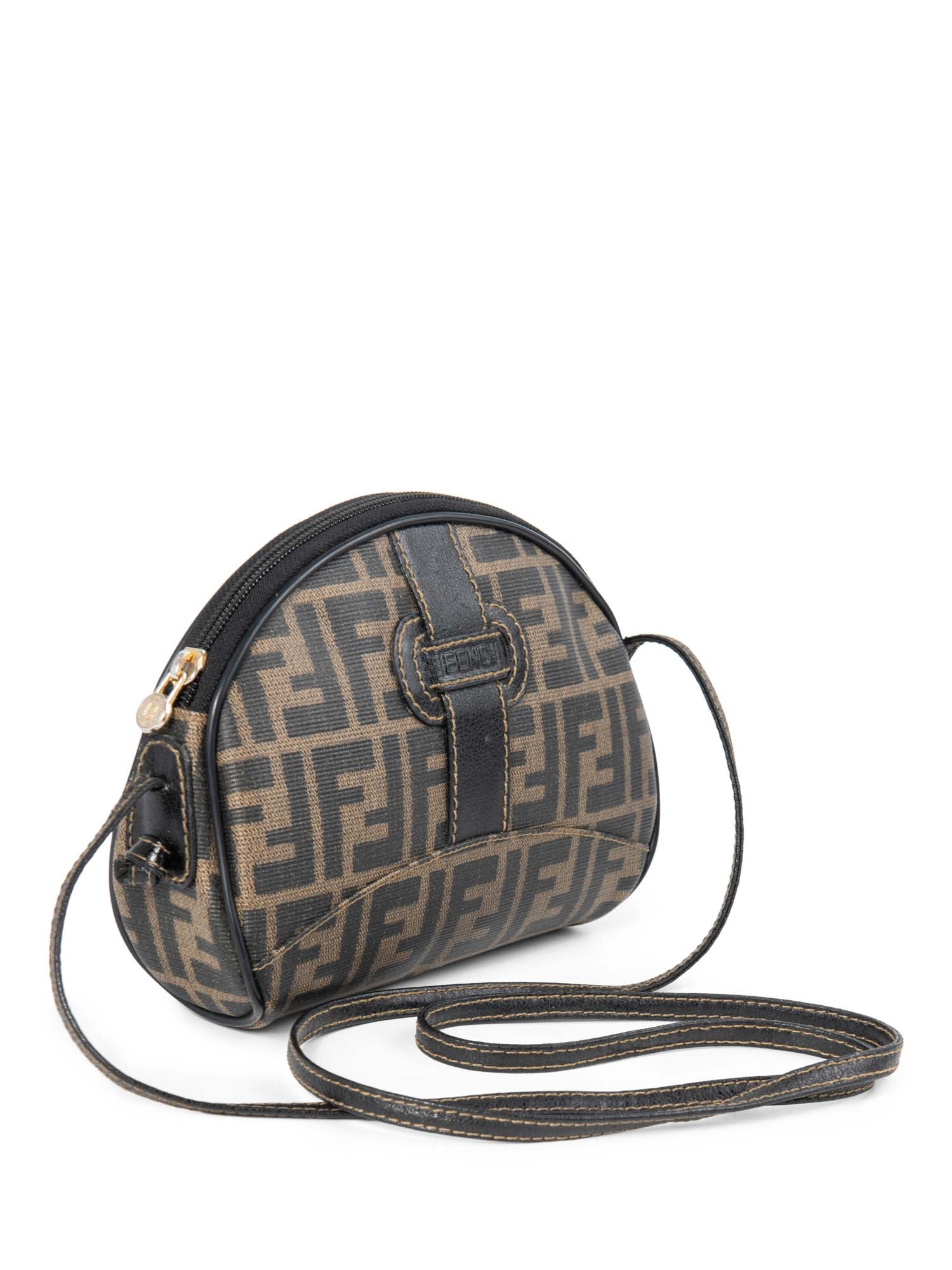 Fendi Zucca Canvas Leather Messenger Bag Brown-designer resale