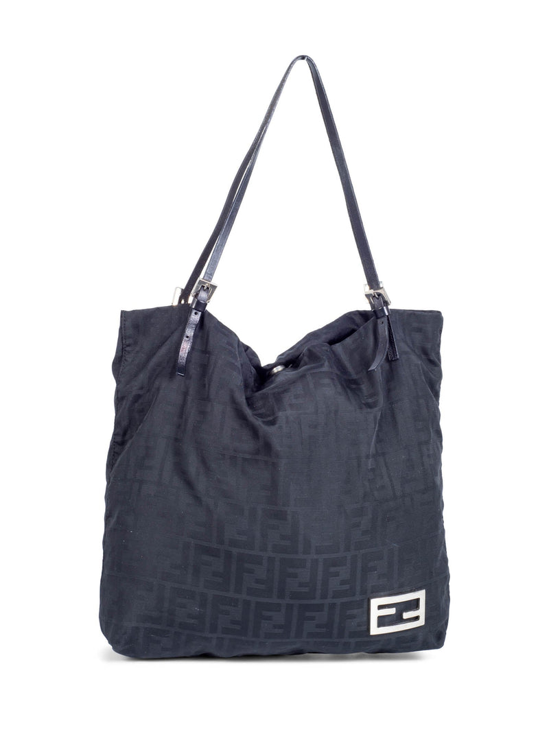 Fendi Zucca Canvas Top Handle Shopper Bag Black-designer resale