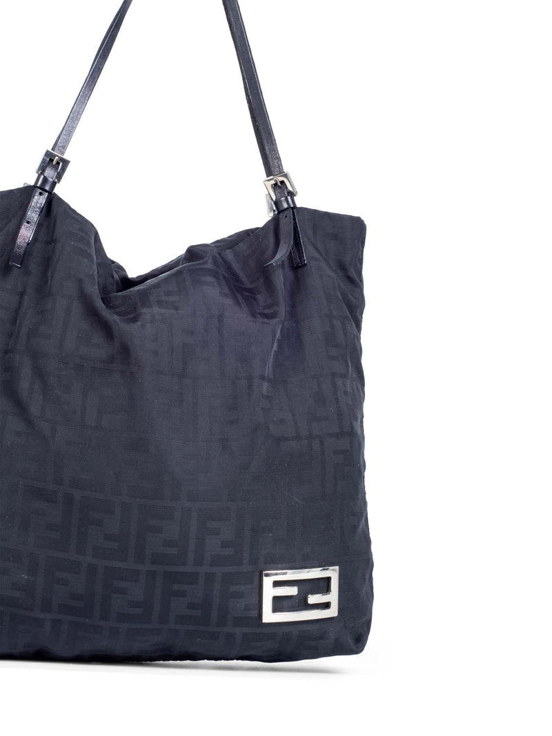 Fendi Zucca Canvas Top Handle Shopper Bag Black-designer resale