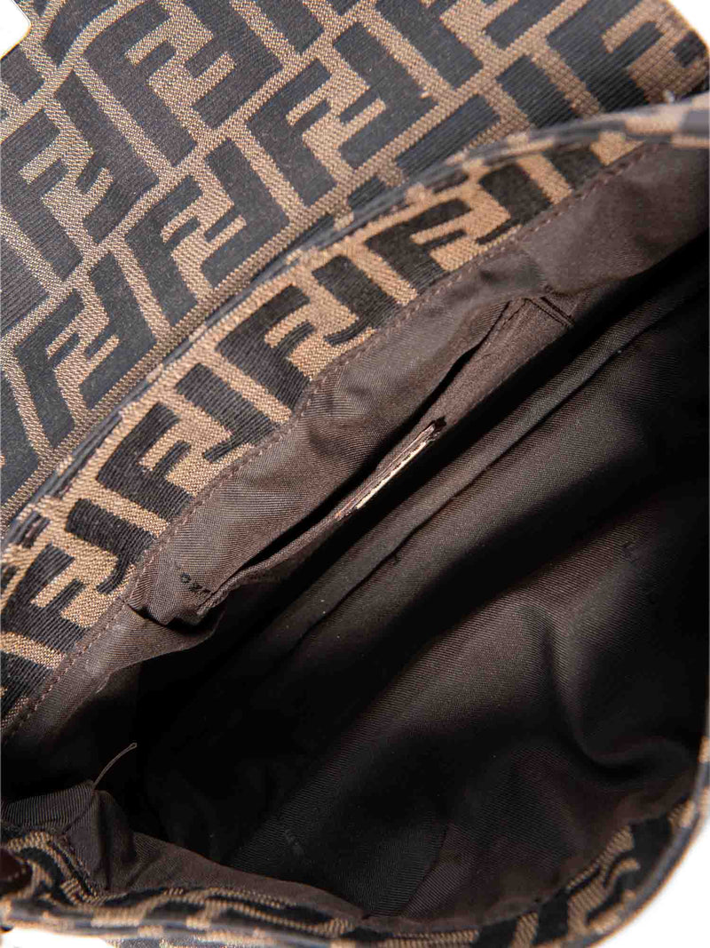 FENDI Zucca Small Chef Shoulder Bag Tobacco Canvas Leather