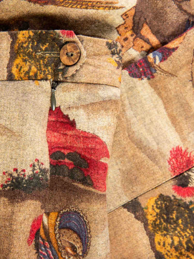 Geiger Vintage Wool Pleated Thanksgiving Skirt Brown Multicolor-designer resale