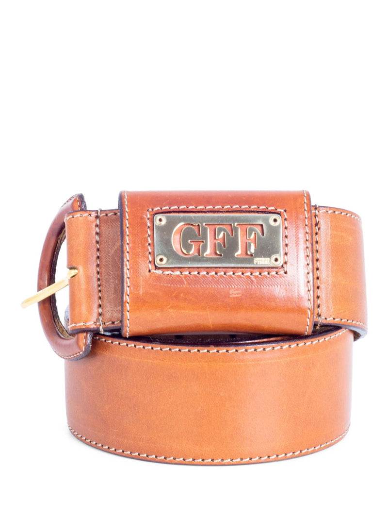 Gianfranco Ferre Logo Leather Belt Brown-designer resale