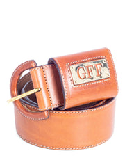 Gianfranco Ferre Logo Leather Belt Brown display picture 1