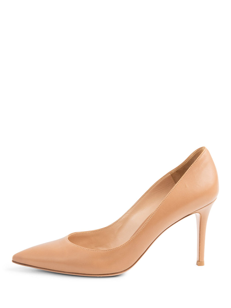 Gianvito Rossi Leather Pumps Beige-designer resale