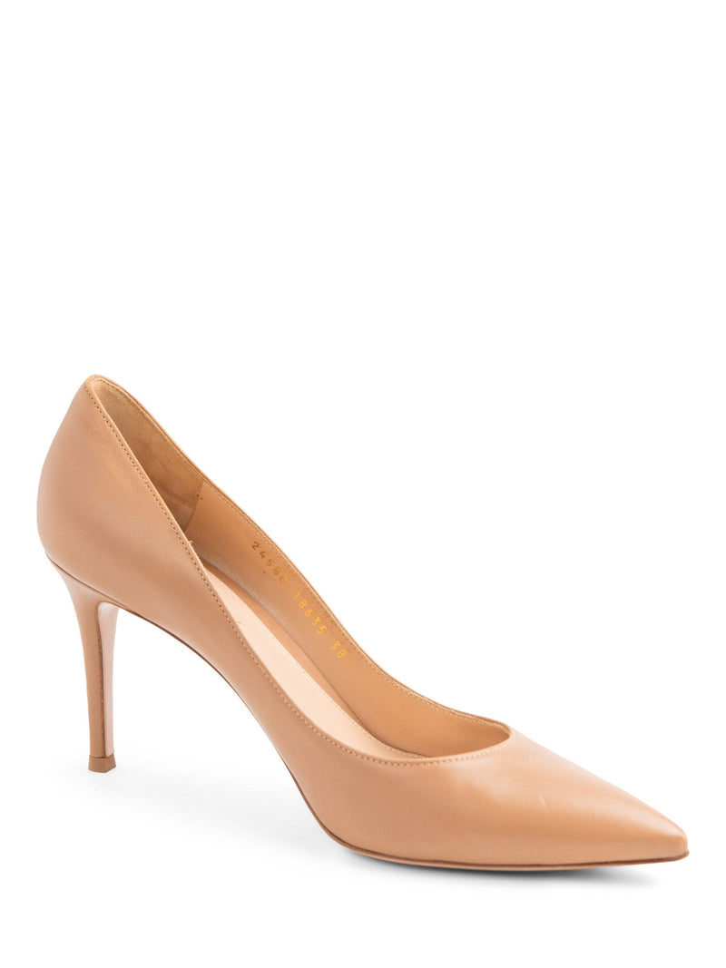 Gianvito Rossi Leather Pumps Beige-designer resale