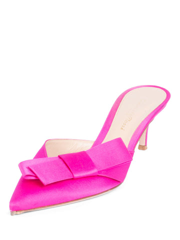 Gianvito Rossi Satin Bow Pointed Kitten Heel Pink-designer resale