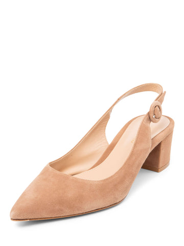 Gianvito Rossi Suede Slingback Pointy Toe Heels Taupe-designer resale