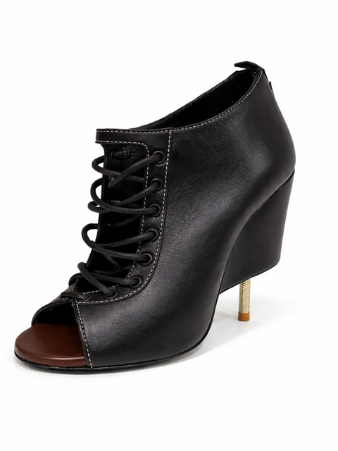 Givenchy Nissa Ankle Leather Lace Up Boots Black