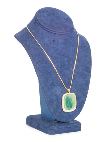 Givenchy Logo 24K Gold Plated Large Jade Stone Crystals Necklace Gold-designer resale