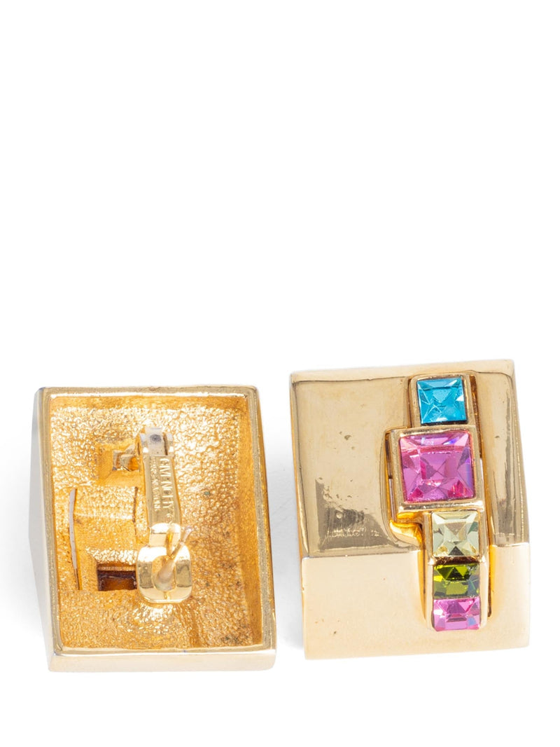 Givenchy Rhinestone Art Deco 24K Gold Plated Earrings-designer resale