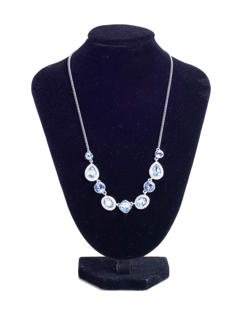 Givenchy Vintage Raindrop Rhinestone Embellished Necklace Blue-designer resale