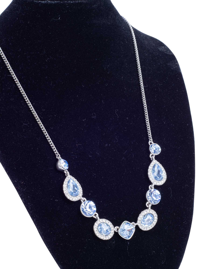 Givenchy Vintage Raindrop Rhinestone Embellished Necklace Blue-designer resale