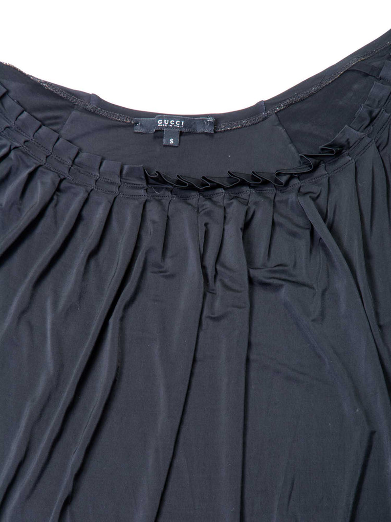 Gucci Fitted Ruffled Midi Dress Black-designer resale