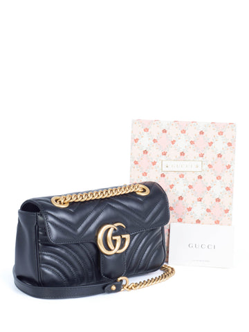 Gucci GG Logo Chevron Quilted Leather Marmont Messenger Bag-designer resale