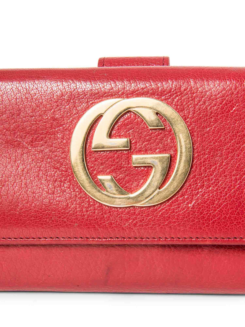 Gucci GG Logo Leather Flap Wallet on Chain Red-designer resale
