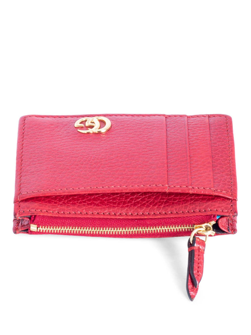 Gucci GG Marmont Pebbled Leather Credit Card Wallet Red-designer resale