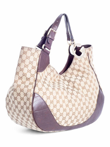 Gucci GG Supreme Canvas Charlotte Hobo Tote Brown-designer resale