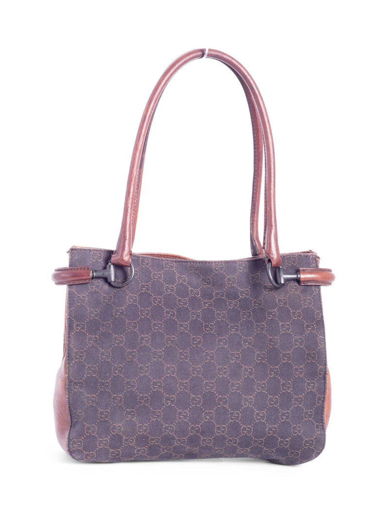 Gucci GG Supreme Denim Horsebit Tote Black Brown-designer resale