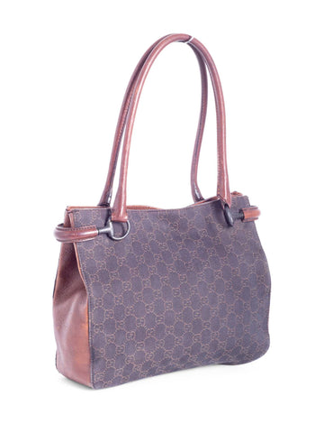 Gucci GG Supreme Denim Horsebit Tote Black Brown-designer resale