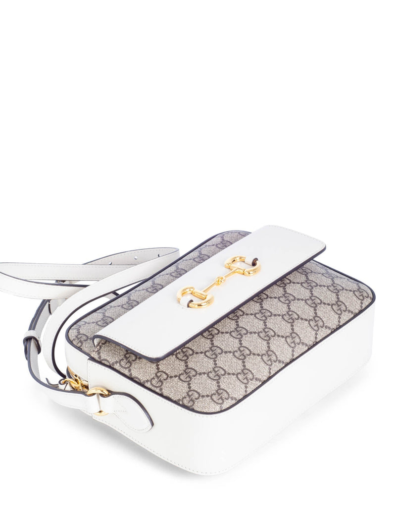Gucci GG Supreme Horsebit 1955 Messenger Bag Taupe White-designer resale
