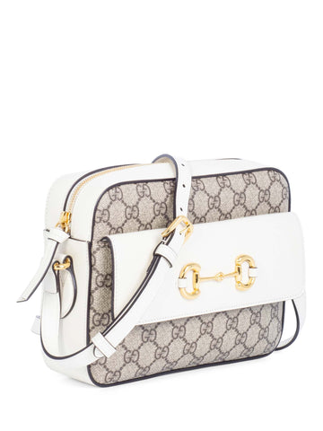 Gucci GG Supreme Horsebit 1955 Messenger Bag Taupe White-designer resale