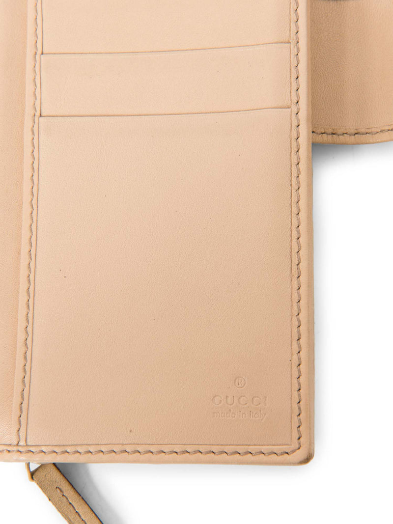 Gucci GG Supreme Leather Embossed Buckle Wallet Blush Pink Gold-designer resale