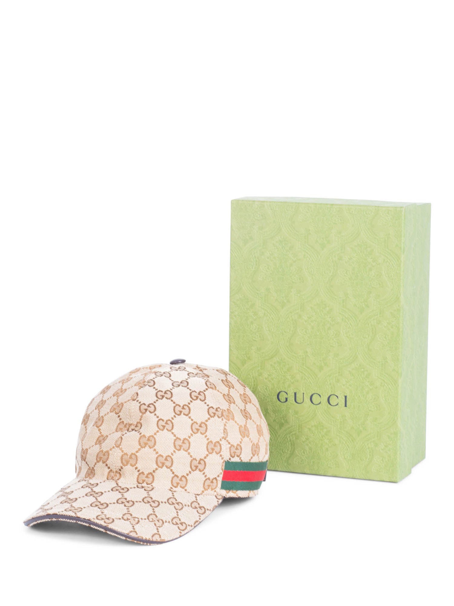 Gucci GG Supreme Logo Webstripe Hat Brown