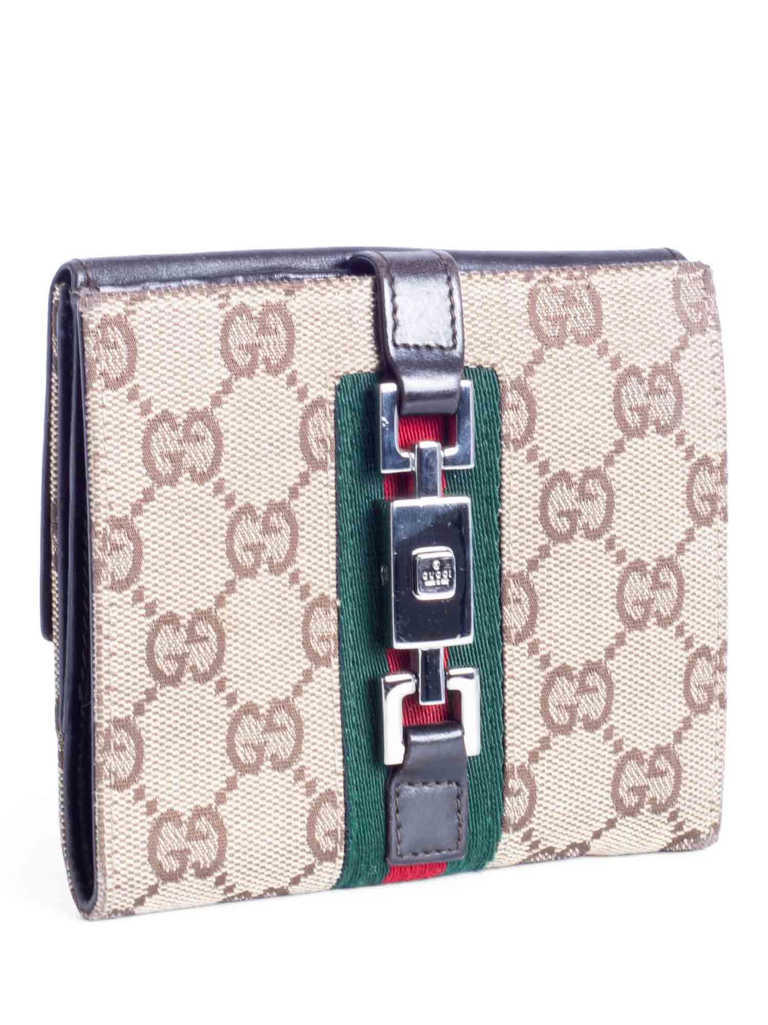 Gucci Jackie-O GG Canvas Stripe Wallet Brown-designer resale