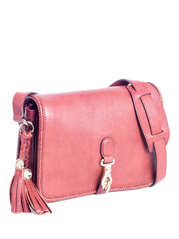 Gucci Leather Tassel Horsebit Messenger Flap Bag Burgundy-designer resale