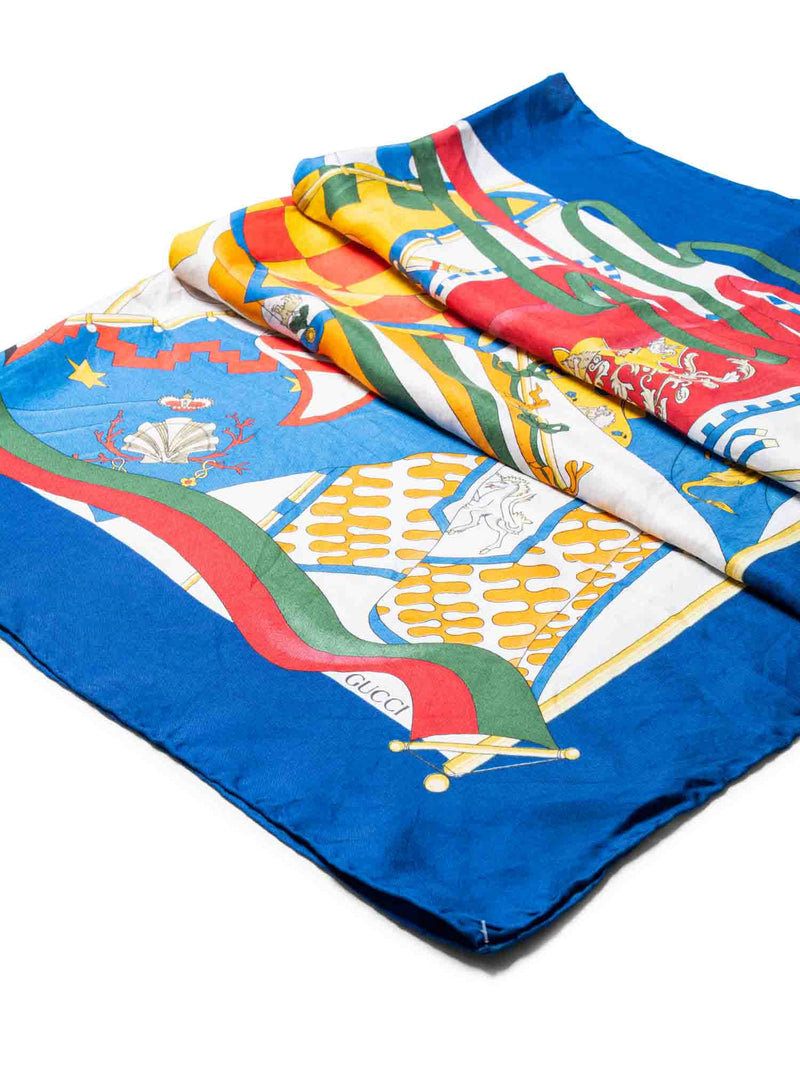 Gucci Silk Circus Multicolor Scarf Blue-designer resale