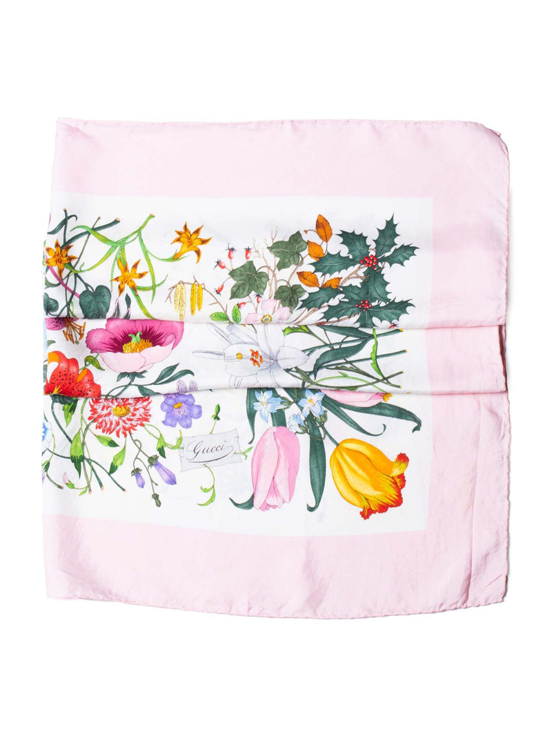 Gucci Silk Flora Scarf Pink-designer resale