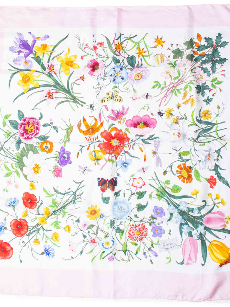 Gucci Silk Flora Scarf Pink-designer resale