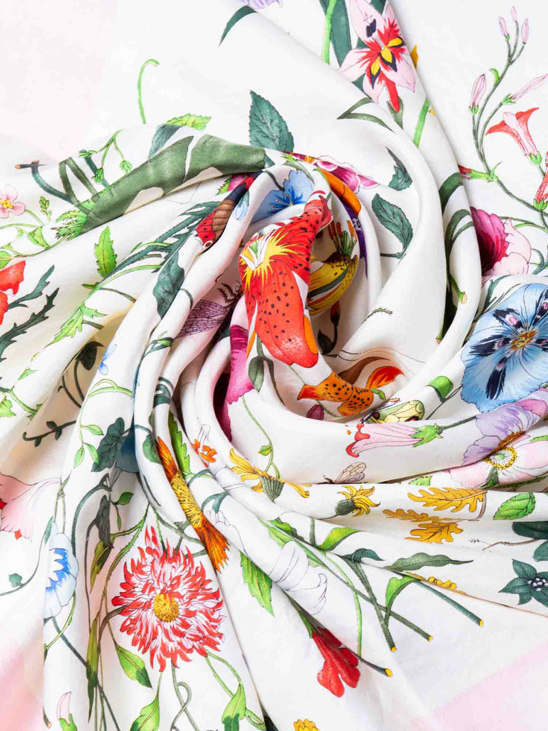 Gucci Silk Flora Scarf Pink-designer resale