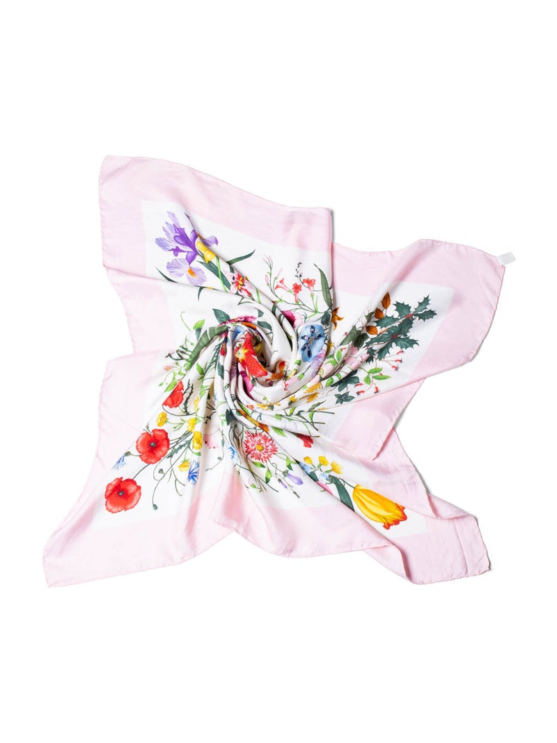 Gucci Silk Flora Scarf Pink-designer resale