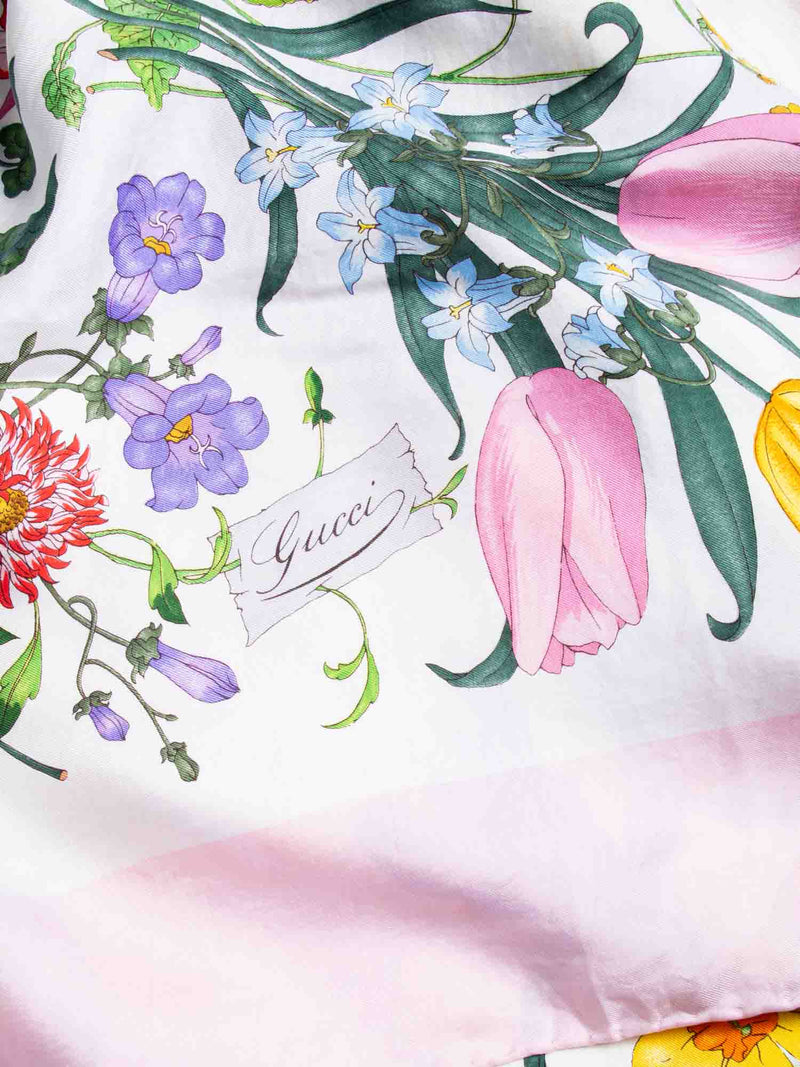 Gucci Silk Flora Scarf Pink-designer resale