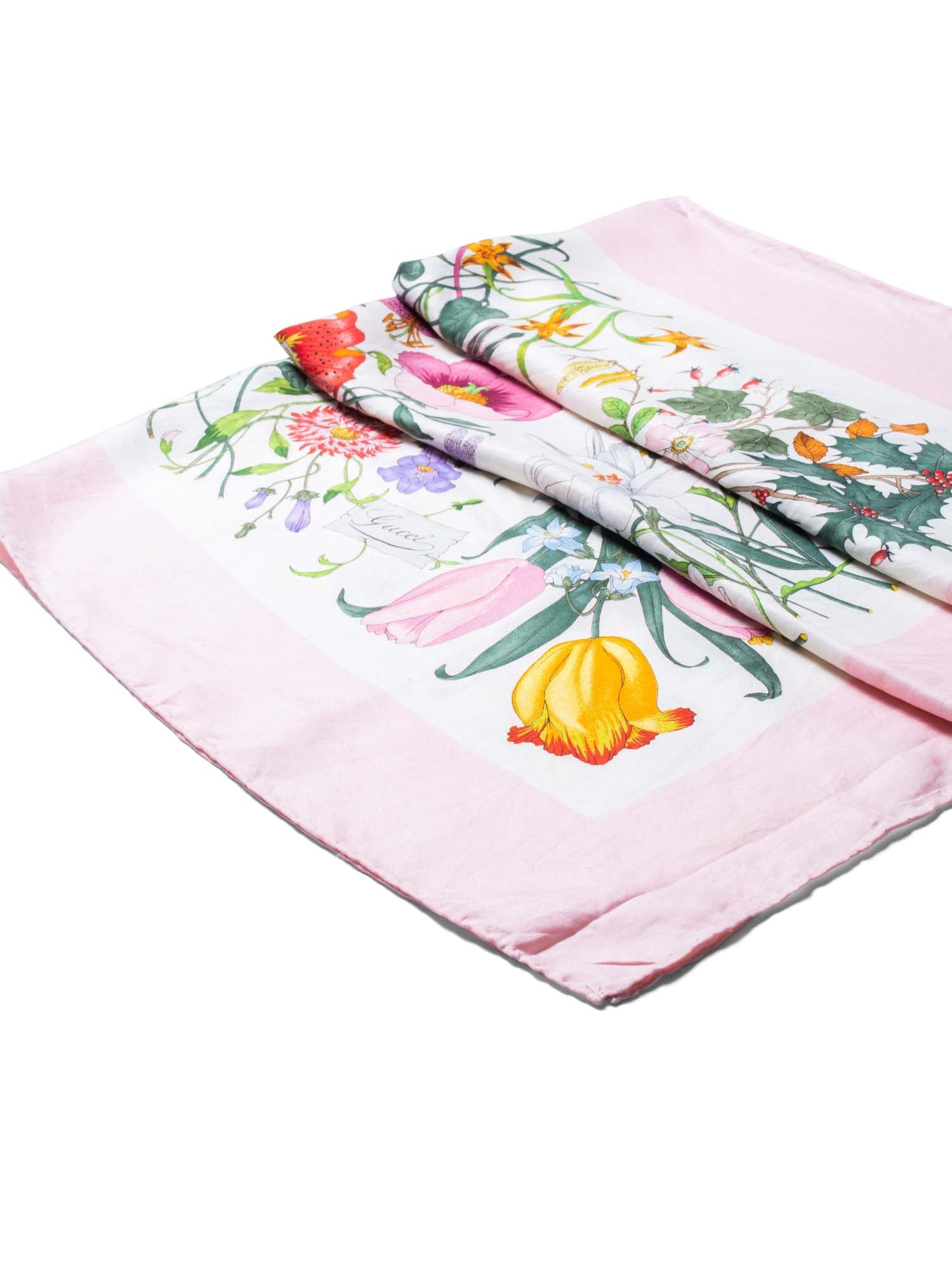 Gucci Silk Flora Scarf Pink-designer resale