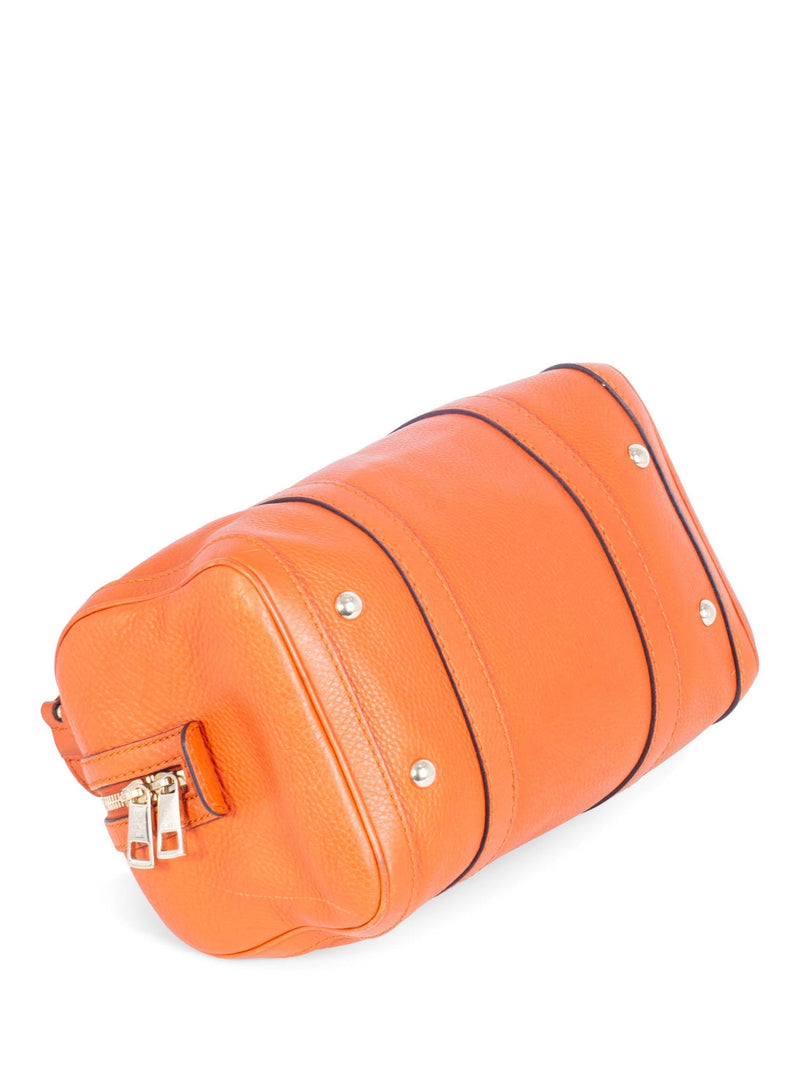 Gucci Vintage Logo Pebble Leather Boston Messenger Bag Orange-designer resale