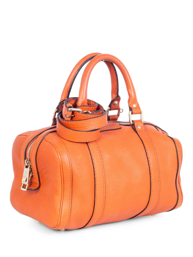 Gucci Vintage Logo Pebble Leather Boston Messenger Bag Orange-designer resale