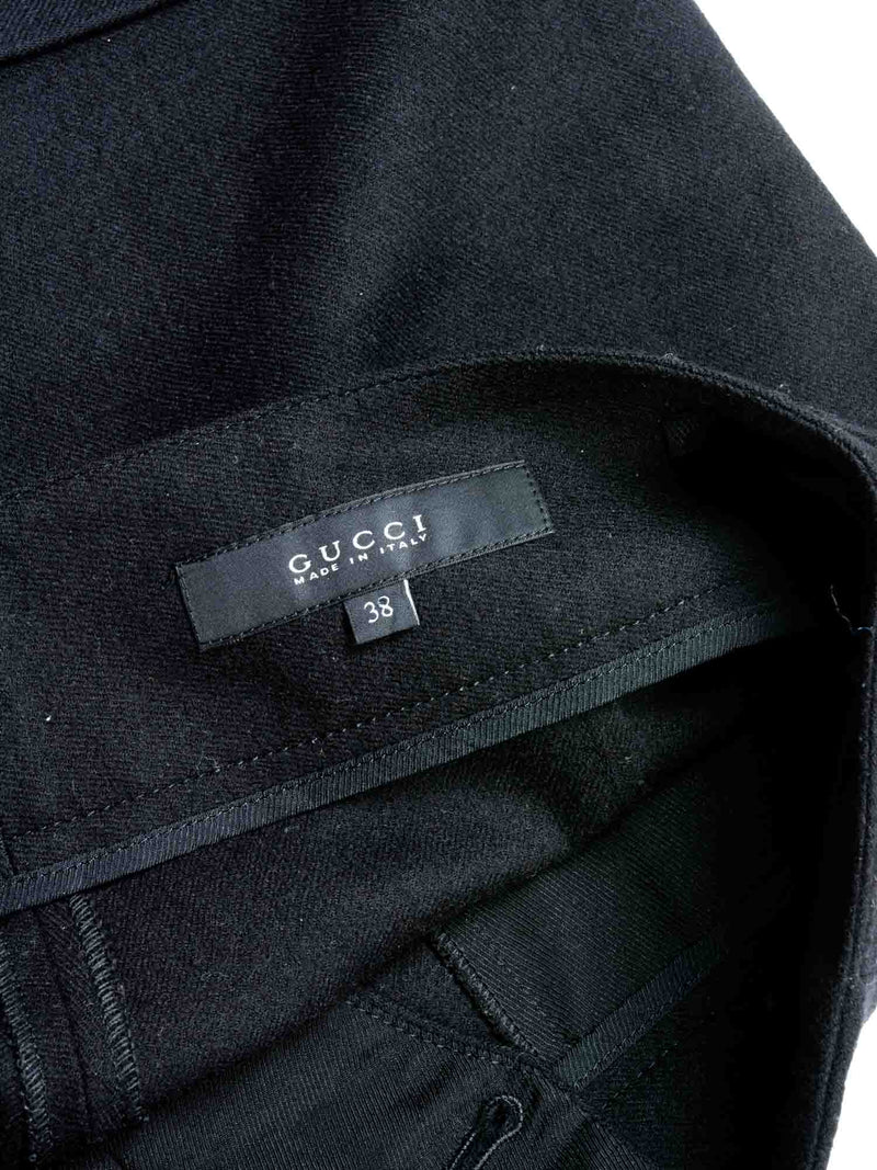 Gucci Wool Horseshoe Pleated Shorts Black Gold-designer resale
