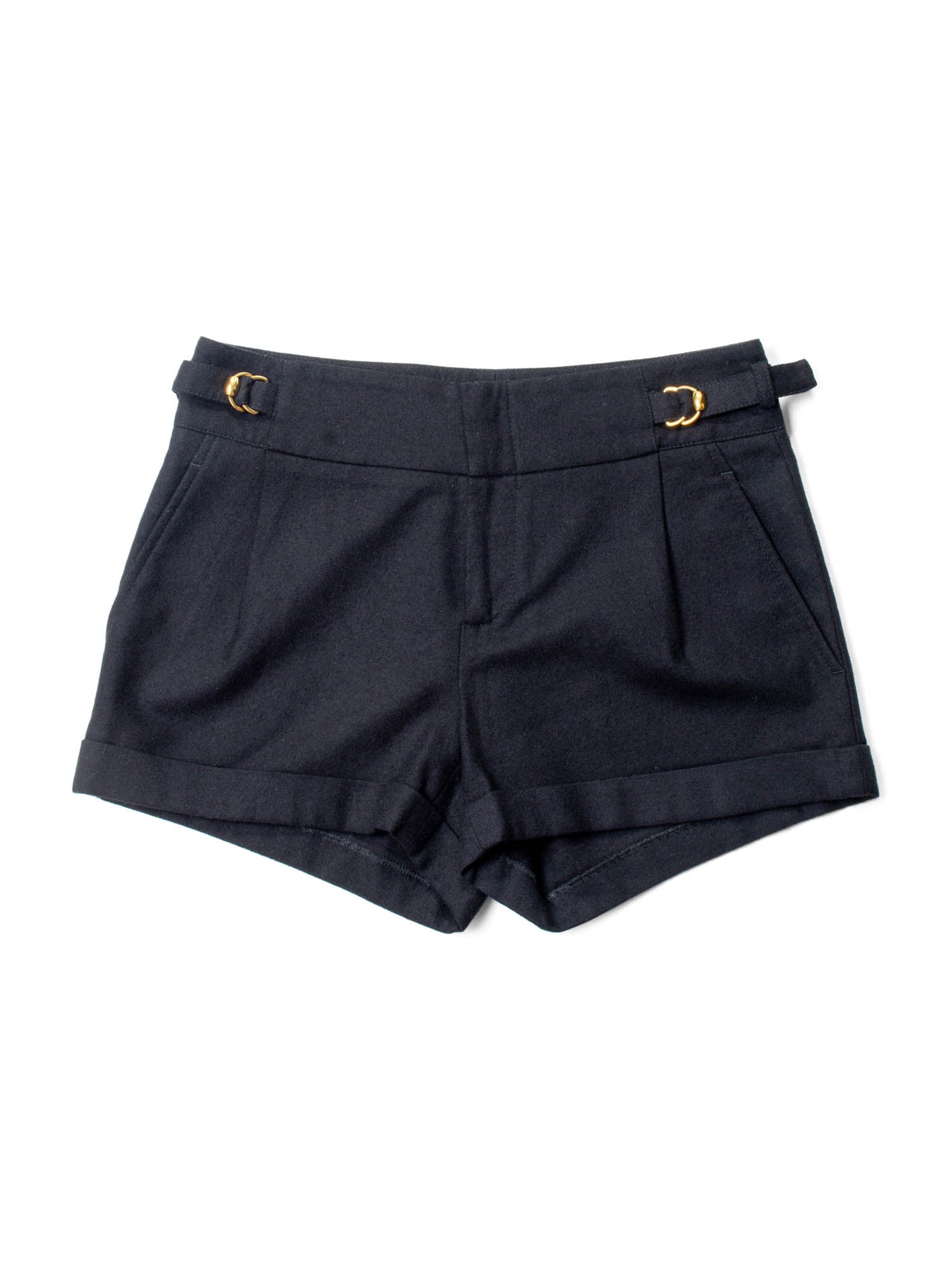 Gucci Wool Horseshoe Pleated Shorts Black Gold