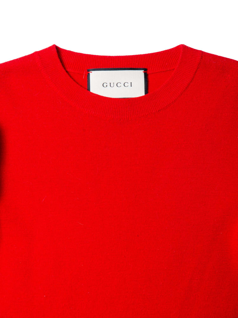 Gucci Wool Ruffled Web Stripe Shirt Red Multicolor-designer resale