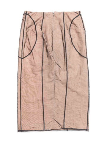 Gucci by Tom Ford Lace Mesh Pencil Midi Skirt Beige-designer resale