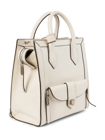 Henri Bendel Leather Top Handle Bag Backpack White-designer resale