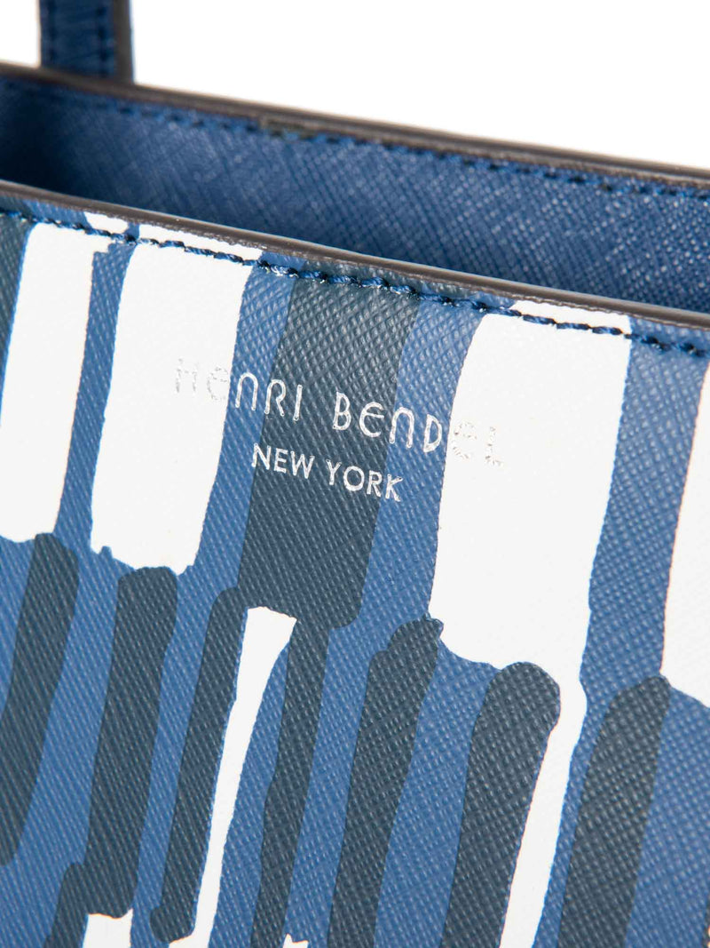 Henri Bendel Logo Leather Abstract Keepall Tote Bag Blue-designer resale