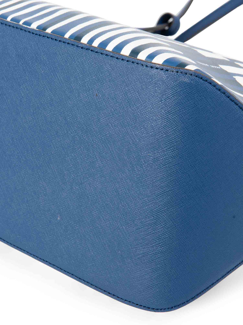 Henri Bendel Logo Leather Abstract Keepall Tote Bag Blue-designer resale