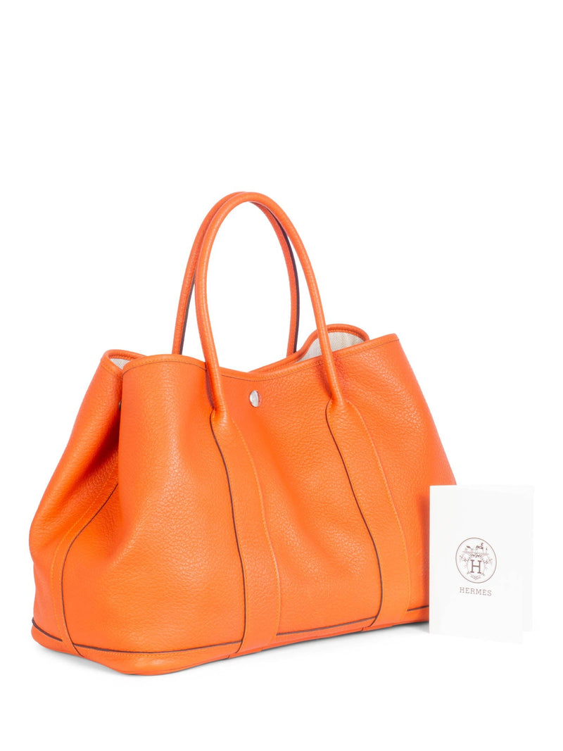 Hermes Clemance Leather Garden Party Bag 36 MM Orange-designer resale