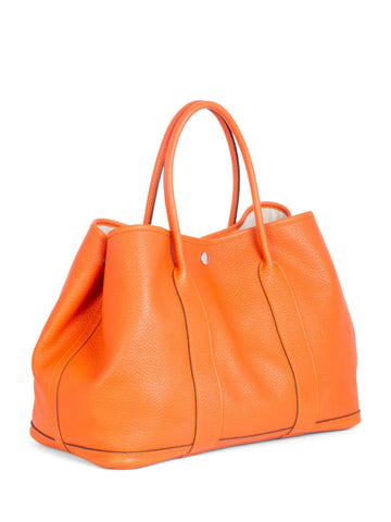 Hermes Clemance Leather Garden Party Bag 36 MM Orange-designer resale